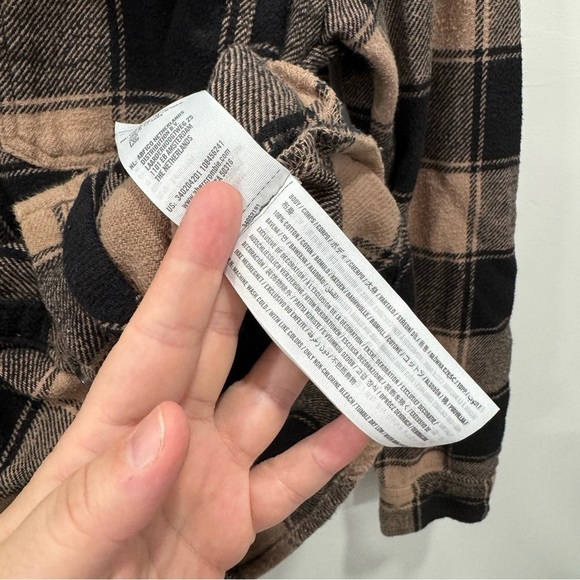 Hollister Loose Fit Button Down Long Sleeve Plaid Shirt Brown Tan - Picture 8 of 8